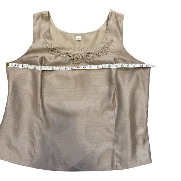 BLOUSE Sleeveless Sz 20W Beige Silk-look Side Zip Mother of the Bride - Picture 8 of 13